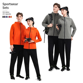 One Set Can Be Custom logo Windproof Jogging Fitness Zipper Sweatpants and Hoodie Tracksuits for Men