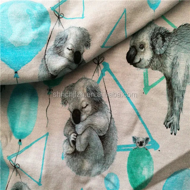 240gsm Custom Design Printed Cotton Spandex Jersey Knitting Customized Print Cotton Elastane Jersey Print Cotton Knitted Fabric