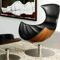 Luxury Modern Unique Style European Single Swivel Leather Lounge Chaise Lounge Ottoman Solid Oak Frame Furniture for Bedroom