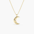 Elegant Gold Plating 925 Sterling Silver Cubic Zircon Star Setting Crescent Moon Pendant Necklace for Women