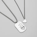 Couple Heart Shaped Square Pendant Stainless Steel Valentine's Day Gift Necklace