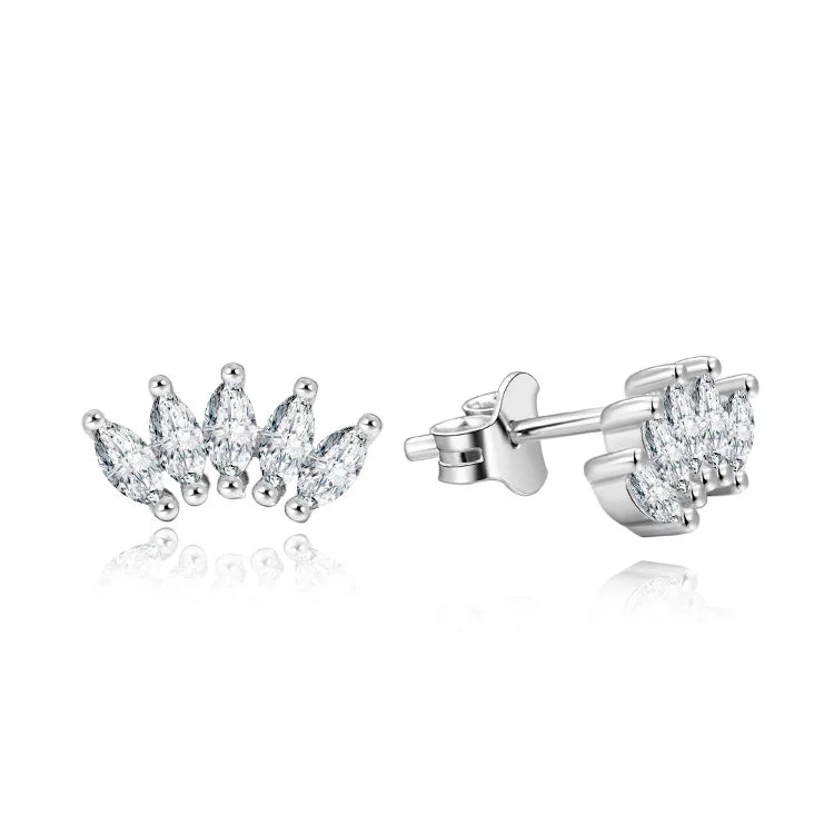 Korean 925 Sterling Silver Small Marquise Cut Earrings with Aaa Cubic Zirconia & Rhodium Plating for Anniversaries Parties Gifts