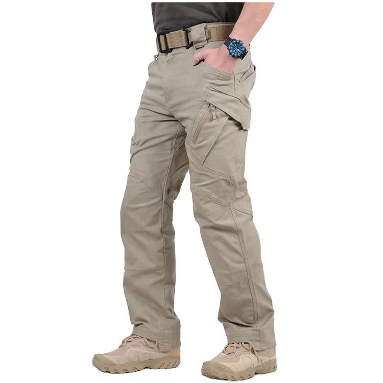 IX9 Men's Casual Straight Cut Ripstop Tactical Pants Mid Waist Multi-Pockets for Hiking Hunting Combat Worker Pant Anti- Pattern