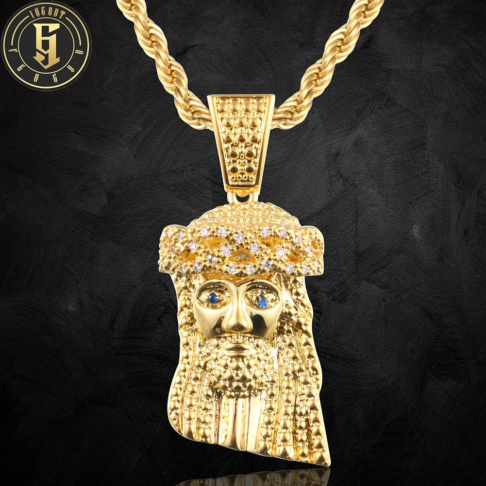 Wholesale High Quality Religious Jewelry 18K Gold Plated Brass Zircon Diamond Iced Out Jesus Pendant for Men