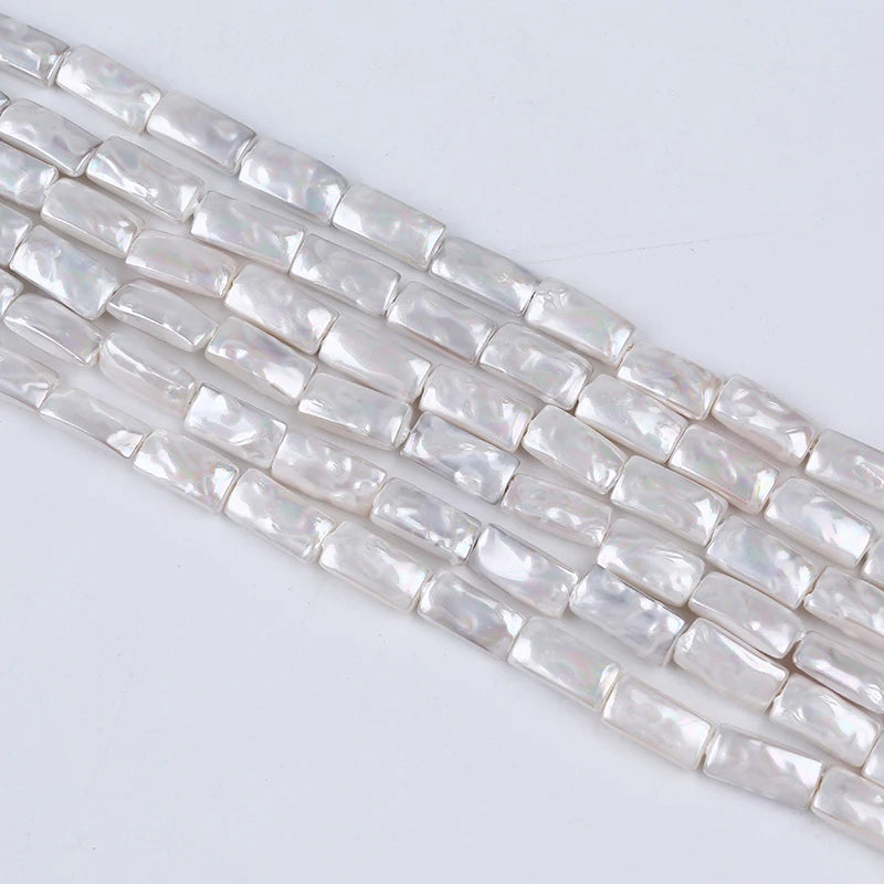 Zhuji 10*15mm Mother of Pearl Beads Grade a Third Party Certified Irregular Rectangle Natural White for Sale