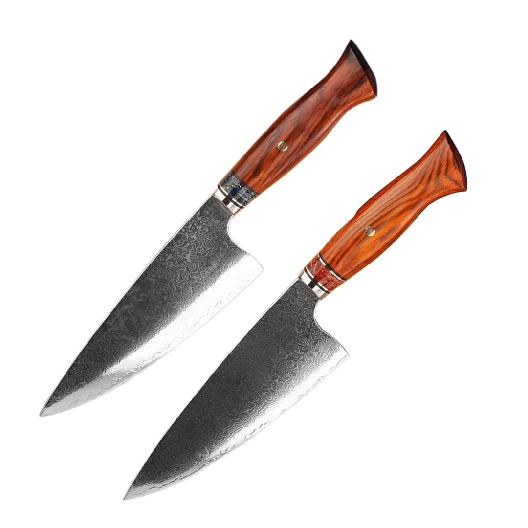 Premium 8 Inch Kitchen Chef Knife with VG-10 Core 67-Layer Damascus Steel Blade Luxurious Sandalwood Rice Husk Resin Handle