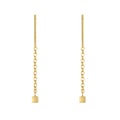 925 Sterling Silver Wire Drawing Small Squares Cube Drop Earring Wire Minimalist Trendy Gold Plated for Women INS Style