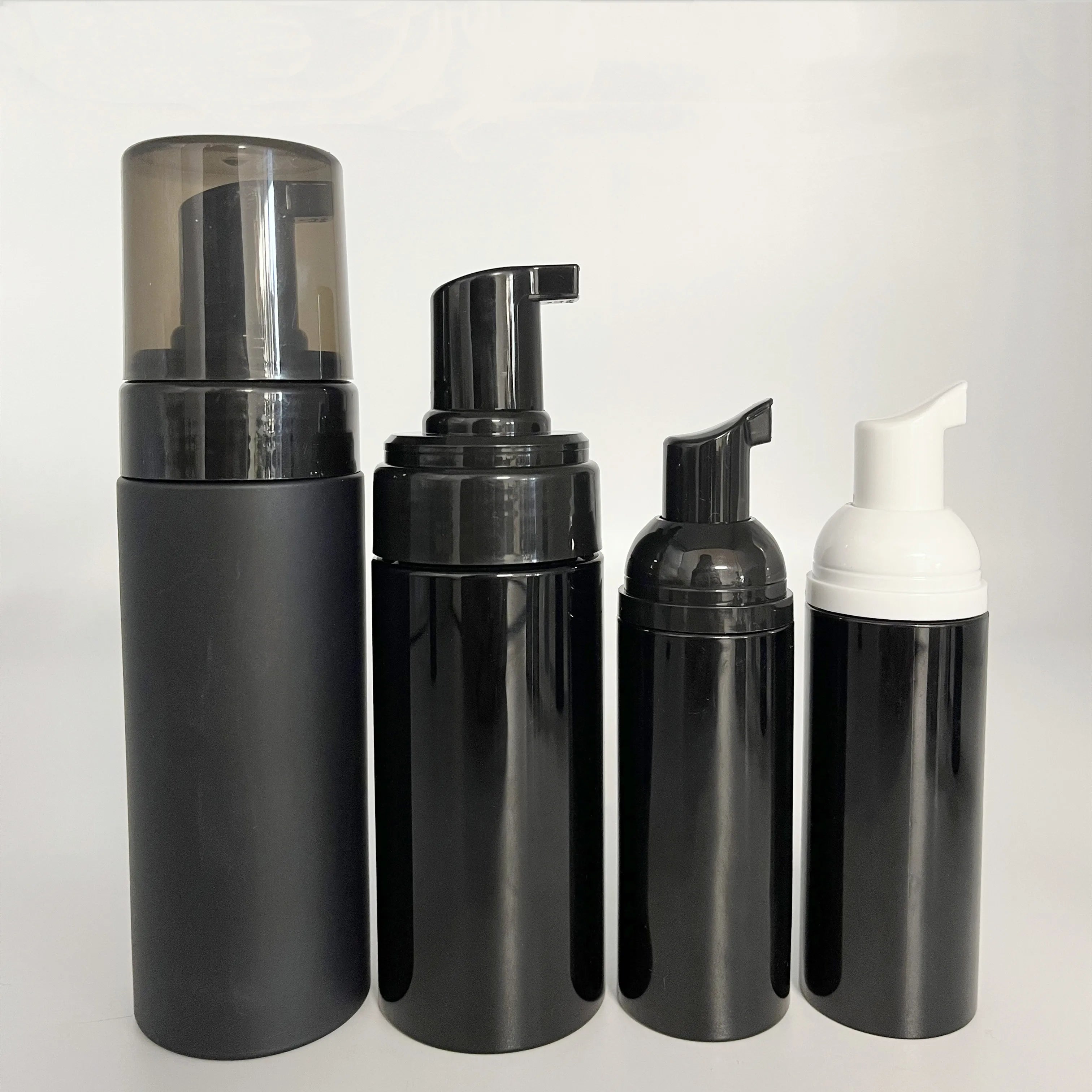 Plastic Foam Pump Bottle 30ml 50ml 100ml 120ml 150ml 200ml PET black white clear facial cleanser mousse liquid soap black bottle