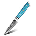 On Sale 3.5inch Vg10 Damascus Steel Hammer Pattern Vegetable Knife Paring Knife Kitchen Utlity Knives with Turquoise Handle MegaBDM