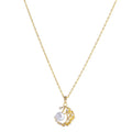 Fashion 925 Silver Jewelry Wholesale 925 Sterling Silver Necklaces Pearl Moon Diamond Zircon Gold Plated Necklaces Women