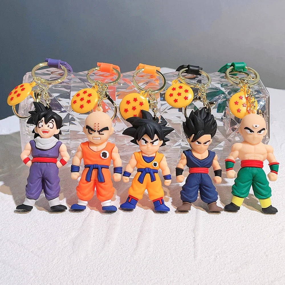 24 Molds Cartoon 3D Anime Keychains 3d Dragon Balls Pvc Rubber Keychain Pendant Dragon Balls Keychain