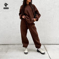 F240730 Loungewear Women Sets Two Piece Set Women Clothing Hoodie and Jogger Fleece Tracksuit Oversize Workout Sets for Women