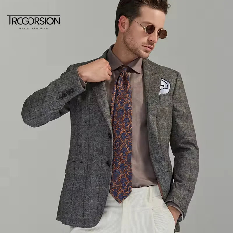 High Quality Custom Men's Casual Suit Jacket Breathable Worsted Fabric Coat Button Fly XL Plus Personalization Suit