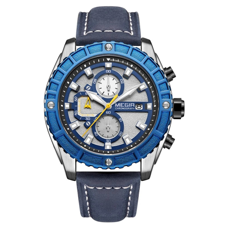 Relojes Hombre Megir 2119 Original Brand Luxury Men Wrist Watch Fashion Leather Chronograph Quartz Watches