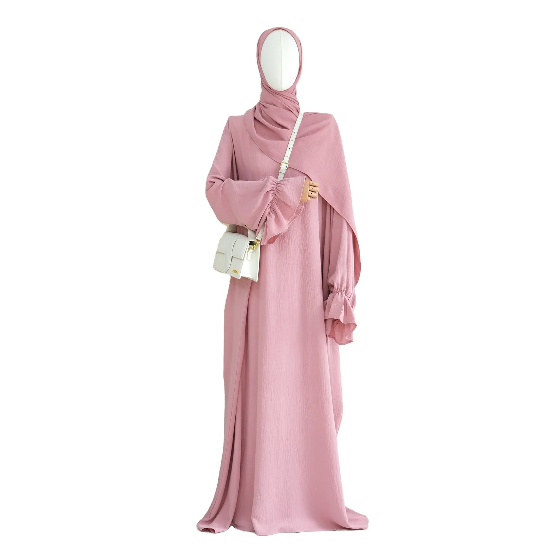 2024 New Eid Ramadan Crepe Hijab Abaya Dress Muslim Woman Dress Turkey Kaftan Islam Clothing Dubai Abayas Dresses