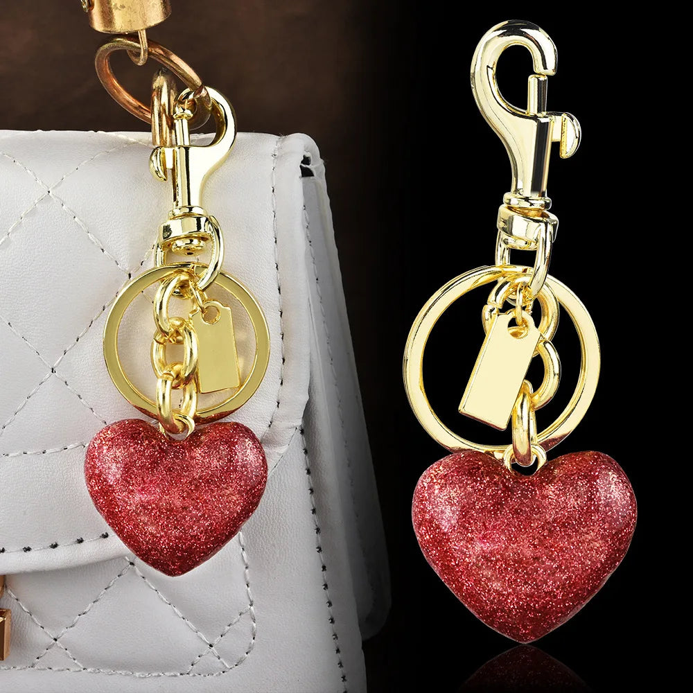 Luxury Design 3D Heart Keychain Creative Love Car Purse Bag Charms Pendant Decoration Accessories Heart Shape Keychain for Women