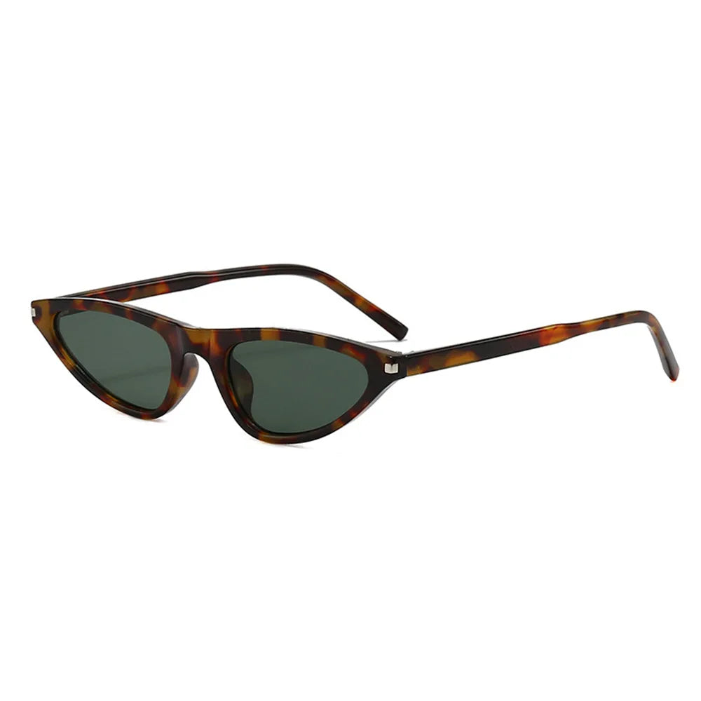 Vintage Plastic Male Multi Color Small Narrow Sunglasses Personality Cat Eye Frame Hip Hop Y2K Rivet Triangle Sunglasses