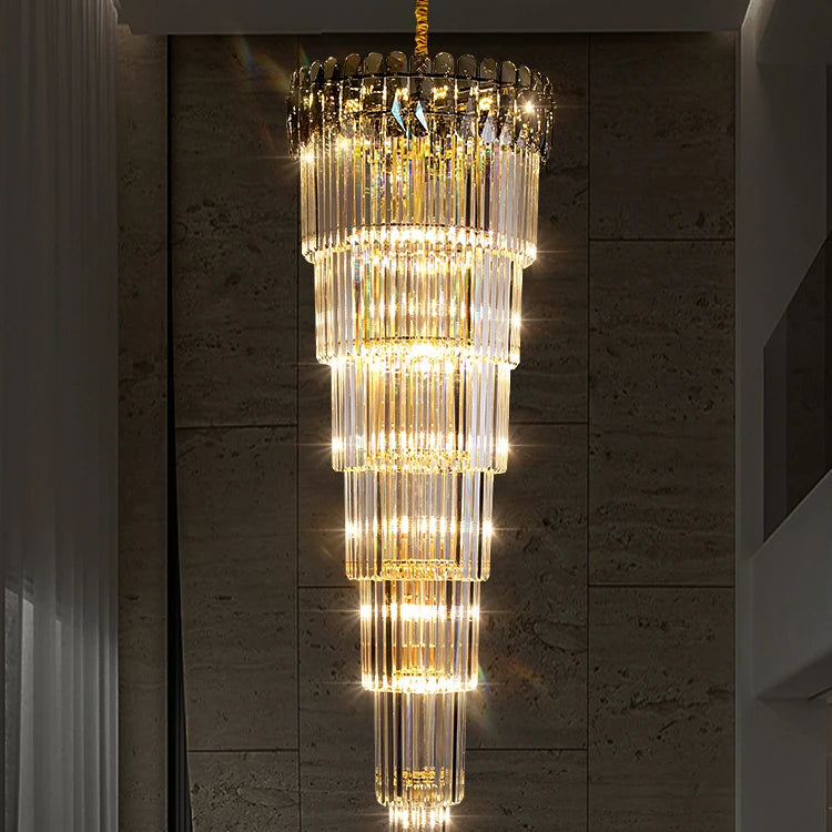 Artistic Decoration Duplex Floor Chandelier Villa High Spiral Designer Staircase Hotel Lobby Hall Hanging Luxury Pendant Light