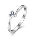 Custom 18K White Gold Plated Heart Shape Ring Women 4x4mm Moissanite Stone Crystal Rhinestone Simple Wedding Ring Diamond Inlay