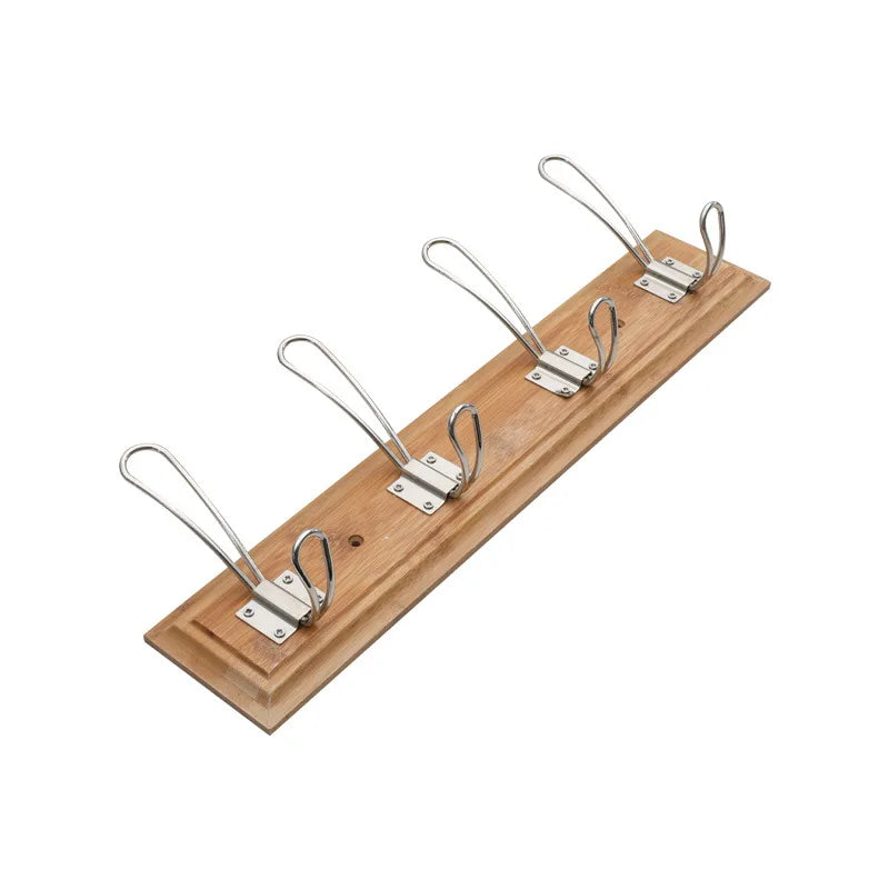 Home Decorative Silver 4 Hooks Wall Mounted Hanger Custom Hanging Storage Wood Wall Hook for Bathroom