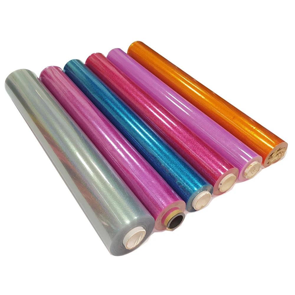 Ocbestjet 0.5m*25m Holographic Rainbow Gold and Silver Reactive Laminate Film Roll DTF Transfers Paper Sheet
