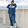 Custom Logo Casual Jogging Suit Distressed Cropped Hoodie and Lounge Women Tracksuit 2 Two Piece Set for Women Jogger Sweatpants