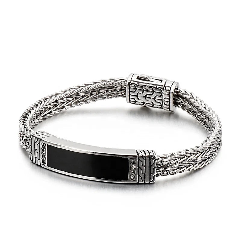 Men's Vintage Design Bracelet in Gold and Silver Plating Handmade Stainless Steel Jewelry Bands for Gift Party Trendy Style
