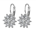 Women's Snowflake Leverback Cubic Zirconia Stud Earrings Fashion Drop Jewelry for Christmas Gift