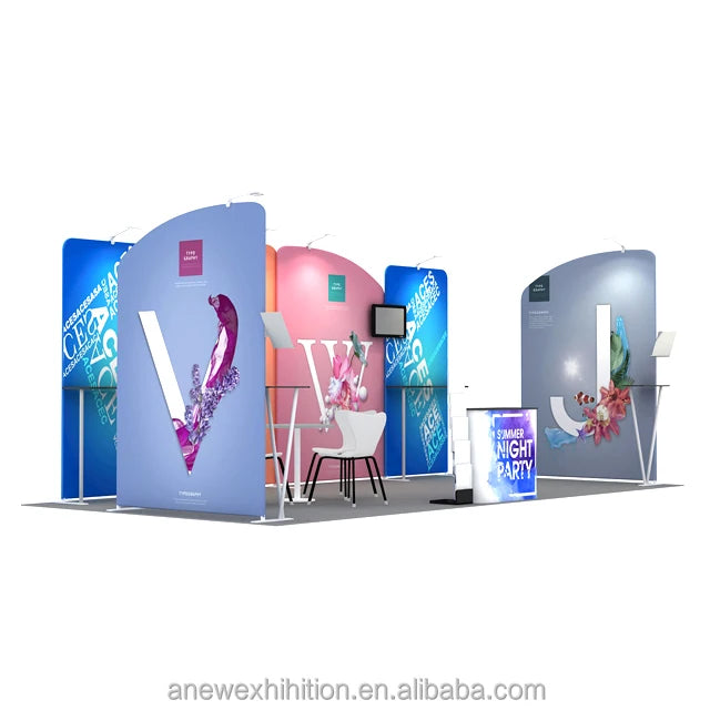 Portable Aluminum Trade Show Display Stand 10 X 20 Booth Exhibition Led Light Box Booth SEG Illuminated Exhibition Booth