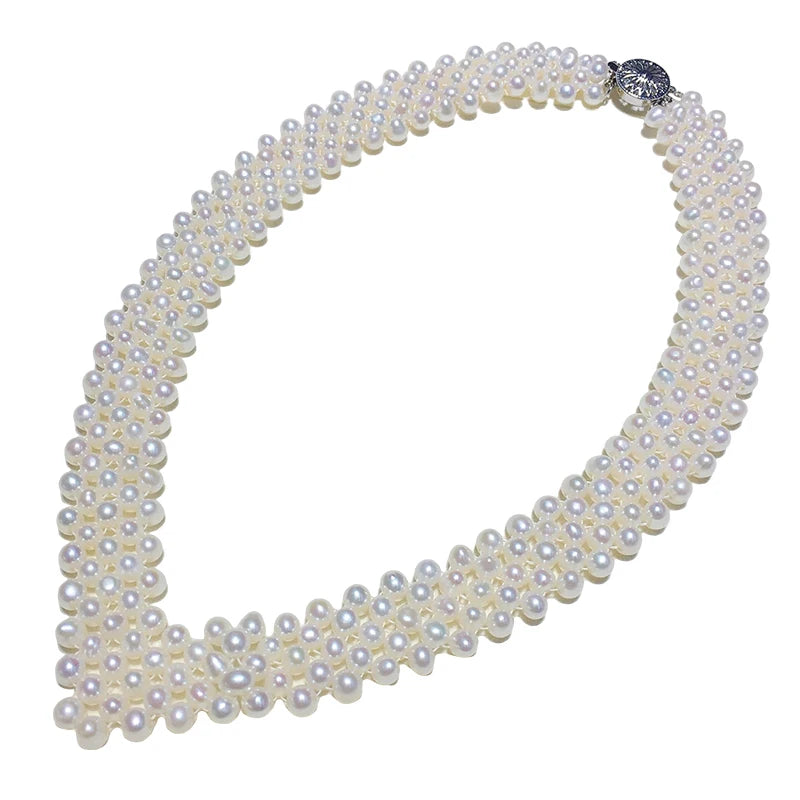 New Arrival 925 Sterling Silver Freshwater Pearl Choker Collar Necklace for Women and Girls ZD4