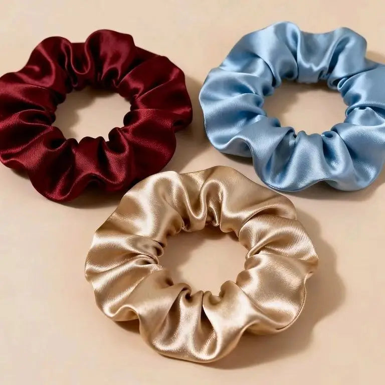 Satin Silk Scrunchie Hair Accessories LOW MOQ Private Label Scrunchies Hair Ties a Variety of Colored Fabrics Are Available