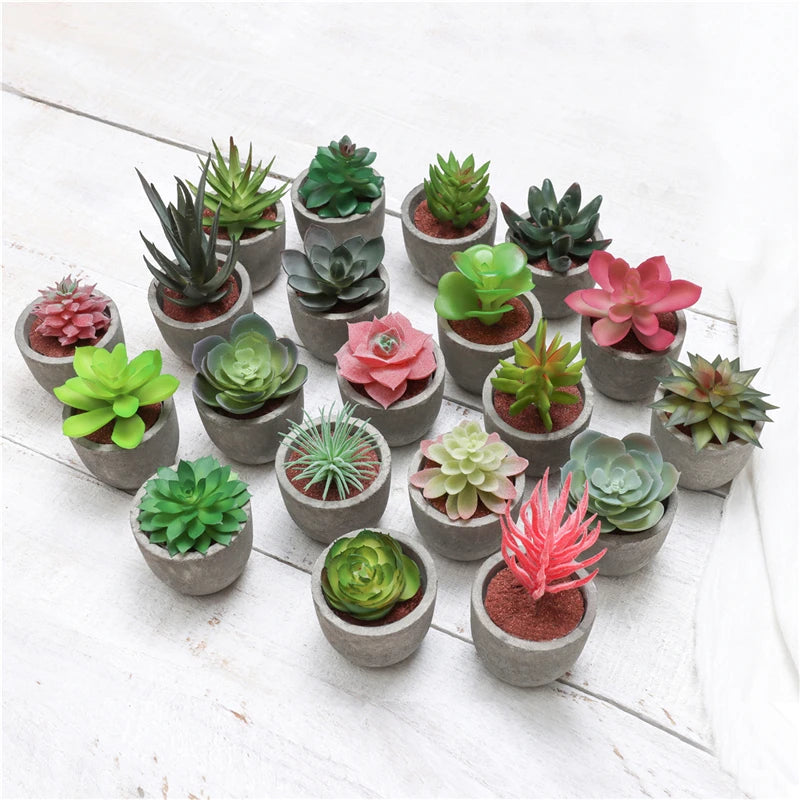 Variety Assorted Rustic Pulp Potted Plastic Flowers Indoor Outdoor Home Decor