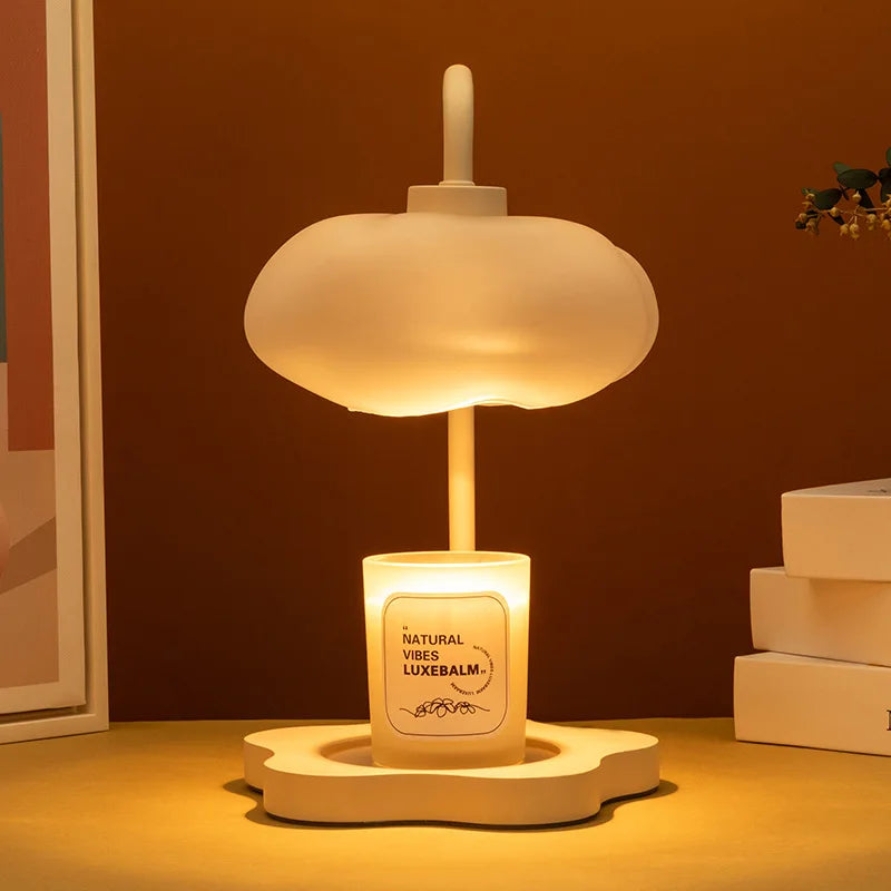 2023 Modern Design Fragrance LED Night Electric Candle Warmer Lamp Wood Stone Indoor Use New Living Room Decorative Purpose