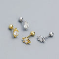 SP Wholesale Minimalist Studs Screw Ball Backing Jewelry S925 Sterling Silver CZ Zircon Stud Earrings