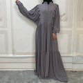 S-2XL Hot Selling Summer Long Dress Solid Loose A-Button Dress Muslim Crew Neck Dress