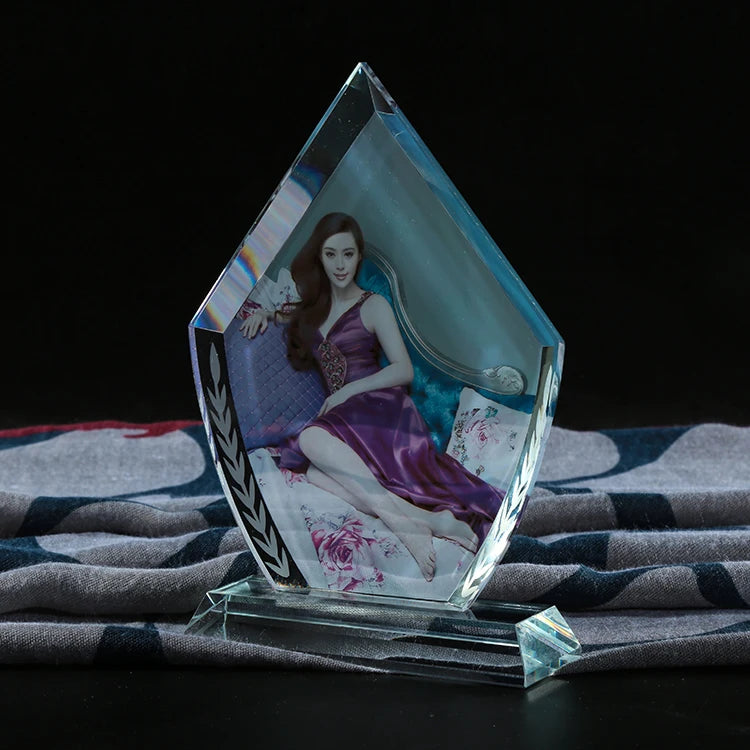 Heart-shaped Fashion Crystal K9 Blank Custom Picture Engraving Eco-Friendly UV Printing Glass Photo Frame for Home Decoration