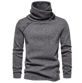 Winter New Men's Sweater British Style Solid Color Button Stacked Collar Men's Knit Sweater