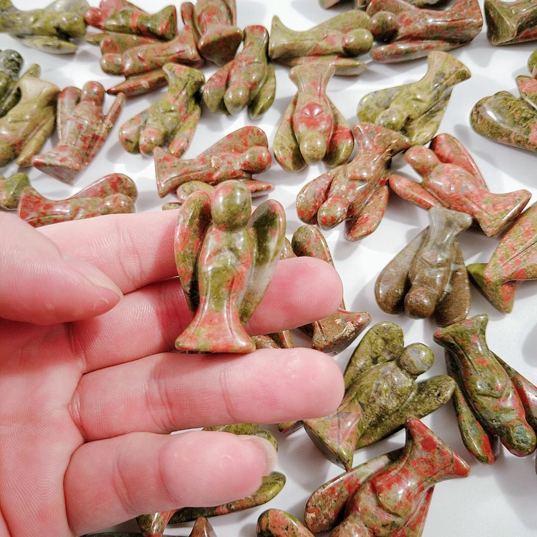 Huiying Unakite Cheap Small 1.5 Inch Healing Stone Angel Cute Well Carved Crystal Angel Buy Crafts