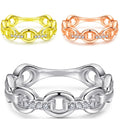 Fashion  Silver Rings Women Chain Vintage 925 Silver Cubic Zirconia  Rings