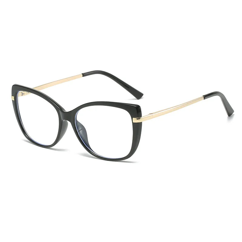 2022 New Cat Eye Fashion Eyeglasses Frames TR90 Anti Blue Light Blocking Spectacle with Spring Legs