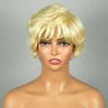 Ready to Ship Raw Human Hair Machine Made With Bang Pixie Wigs 5 Inches 613 Color Machine Made Human Hair Pixie Wigs for Women