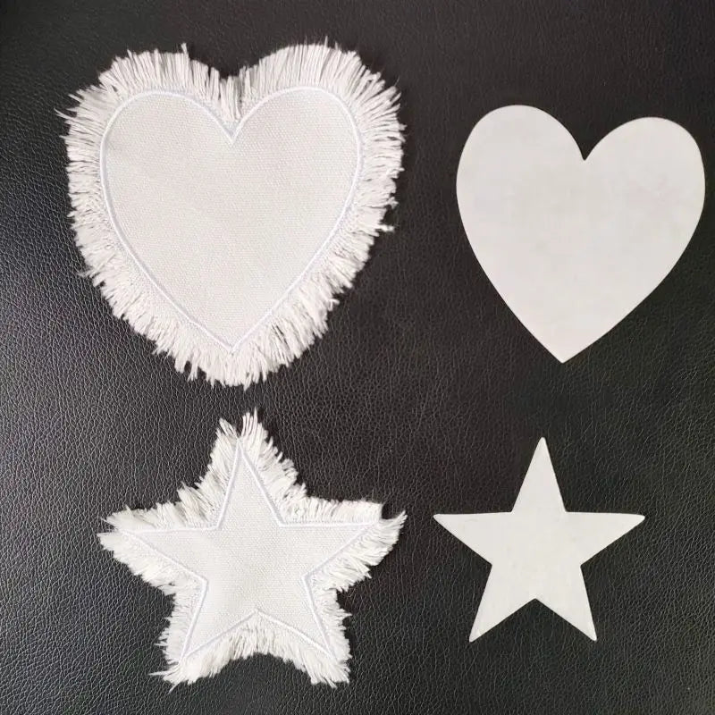 Qualisub Star Shape Heart Shape Sublimation Hat Patch Blanks Cloth Patches with Stitching for DIY Printing