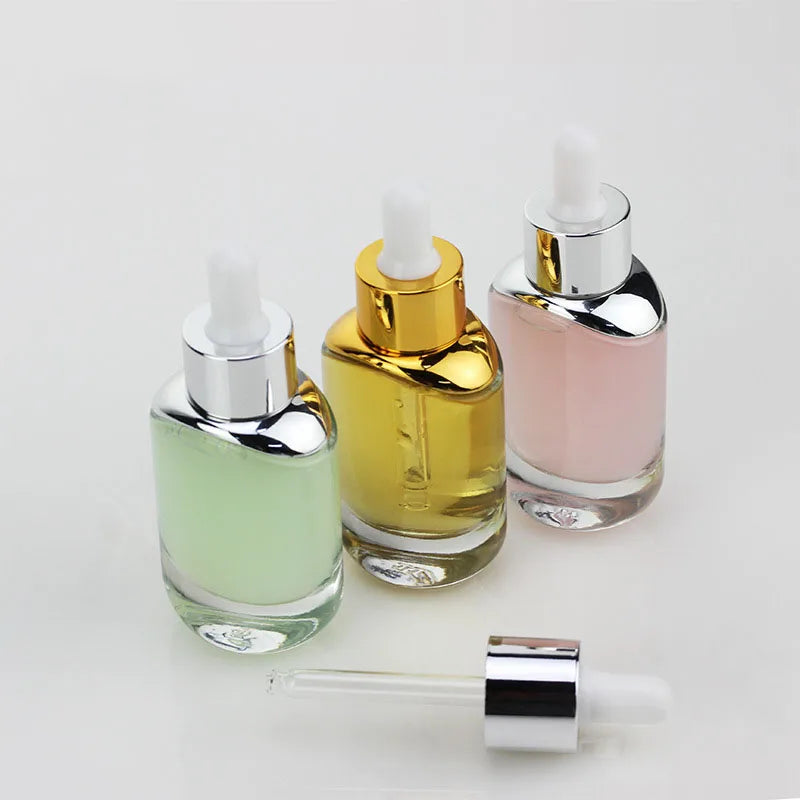 Low Moq 1 oz Essential Oil Glass Container Empty 30 ml Skin Care clear Dropper Bottle