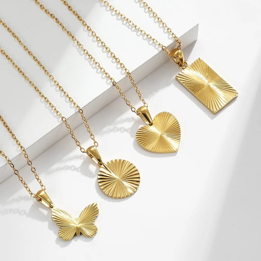 New Design Titanium Stainless Steel Butterfly Heart Square Pendant Women Fashion Choker Necklace