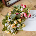 Best China Low Price 15 Heads Mini Tea Rose Bouquet Wholesale Artificial Flower