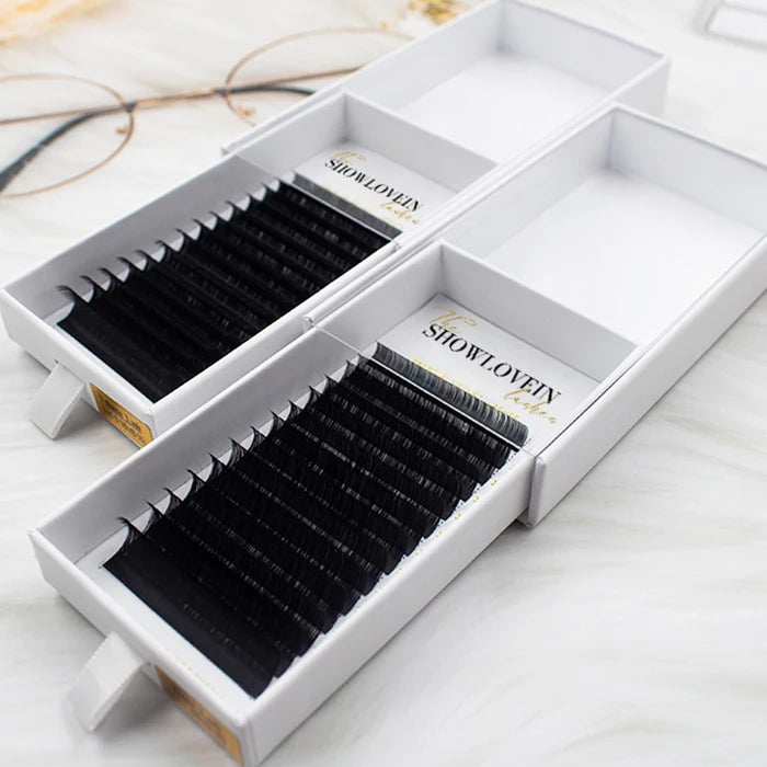 Dark Black Soft Fluffy Eyelash Extensions Silk Premium Jet Black Cashmere Lash Extensions Trays Volume Cashmere Lash Tray