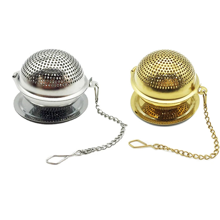 WELAND Hot Sale Stainless Steel Mesh Gold Color Silver ColorLoose Leaf Tea Ball Infuser Strainer with Chain