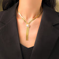 Nabest 18k Gold Plated Stainless Steel Elegant Women Heart Pearl Tassel Necklaces Jewelry Waterproof Layers Snake Chain Necklace