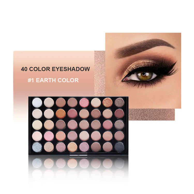 Wholesale Cosmetics  40 Color Makeup Matte Eye Shadow Palette Matte Pearlescent Shimmer Eyeshadow Palette