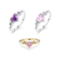 QX Custom Gold Plated Luxury Fashion Fine Jewelry 925 Silver Heart Zircon Rings for Women Valentine's Day Wedding Band Gift